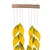 Wood and glass wind chime, 'Sunset Rhythm' - Leaf-Shaped Handcrafted Yellow Green Glass Wood Wind Chime