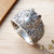 Sterling silver cocktail ring, 'King of the Jungle' - Sterling Silver Cocktail Ring with Tiger and Leaf Motifs