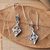 Garnet dangle earrings, 'Holy Flowers' - Floral Silver Dangle Earrings with Faceted Garnet Gemstones