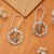 Labradorite dangle earrings, 'Leafy Loops' - Labradorite Silver Dangle Earrings with Vine-Adorned Hoops