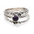 Amethyst and sterling silver single stone and band rings, 'Under the Sea' (set of 3) - Set of 3 Amethyst and Silver Single Stone and Band Rings