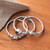 Amethyst and sterling silver single stone and band rings, 'Under the Sea' (set of 3) - Set of 3 Amethyst and Silver Single Stone and Band Rings