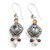 Multi-gemstone dangle earrings, 'Gemstone Glam' - Blue Topaz Cultured Pearl Citrine Garnet and Silver Earrings thumbail