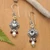 Multi-gemstone dangle earrings, 'Gemstone Glam' - Blue Topaz Cultured Pearl Citrine Garnet and Silver Earrings (image 2c) thumbail