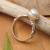 Cultured pearl single stone ring, 'Tides of Innocence' - Balinese Sterling Silver and Grey Pearl Single Stone Ring (image 2b) thumbail