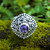 Amethyst cocktail ring, 'Sparkling Square' - Square Textured Silver Cocktail Ring with Amethyst Gemstone (image 2b) thumbail