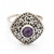 Amethyst cocktail ring, 'Sparkling Square' - Square Textured Silver Cocktail Ring with Amethyst Gemstone (image 2c) thumbail