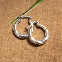 Sterling silver hoop earrings, 'Luminous Cycles' - High-Polished Minimalist 925 Sterling Silver Hoop Earrings