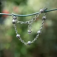 Sterling silver station bracelet, 'Swirling Garden' - Silver Station Bracelet with Balinese Swirl Sphere Accents