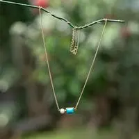 Gold-plated reconstituted turquoise and cultured pearl pendant necklace, 'Sky Wonder' - Gold-Plated Reconstituted Turquoise Cultured Pearl Necklace