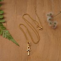 Gold-plated cubic zirconia pendant necklace, 'Ankh Inspiration' - Ankh Cross Symbol Gold-Plated Cubic Zirconia Necklace