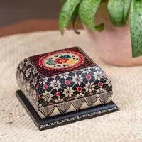 Batik wood jewelry box, 'Floral Magnetism' - Floral-Themed Lined Batik Wood Jewelry Box Carved by Hand