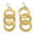 Gold-plated dangle earrings, 'Triple Success' - Textured 18k Gold-Plated Brass Dangle Earrings Made in Bali thumbail