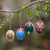 Wood ornaments, 'Festive Eggs' (set of 4) - Egg-Shaped Hand-Painted Wood Christmas Ornaments (Set of 4) (image 2) thumbail