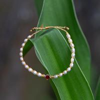 Gold-accented cultured pearl and recycled glass beaded macrame pendant bracelet, 'Be Pure' - Gold-Accented Cultured Pearl Recycled Glass Pendant Bracelet