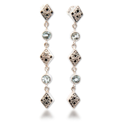 Blue topaz dangle earrings, 'Balinese Kite' - Balinese Kite-Themed Blue Topaz Silver Dangle Earrings