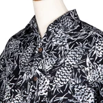 Men's batik cotton shirt, 'Black Pineapple Garden' - Men's Batik Cotton Shirt with Hand-Stamped Pineapple Motifs