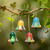 Wood ornaments, 'Vibrant Holiday Bells' (set of 4) - 4 Hand-Carved and Painted Wood Christmas Bell Ornaments (image 2) thumbail