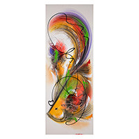 'The Flow of Prosperity' - Modern Acrylic Painting of Abstract Koi Fish from Indonesia