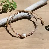 Gold-accented agate and cultured pearl bracelet, 'Sweet Rainbow' - White Cultured Pearl and Agate Pendant Bracelet from Bali