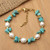 Gold-accented cultured pearl and reconstituted turquoise beaded wristband bracelet, 'Blue Water' - Gold-Accented Pearl Reconstituted Turquoise Beaded Bracelet (image 2) thumbail