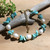 Gold-accented cultured pearl and reconstituted turquoise beaded wristband bracelet, 'Blue Water' - Gold-Accented Pearl Reconstituted Turquoise Beaded Bracelet (image 2c) thumbail