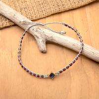 Gold-accented garnet pendant bracelet, 'Be Seductive' - Gold-Accented Natural Garnet Pendant Bracelet Made in Bali