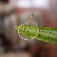 Gold-accented cultured pearl pendant bracelet, 'Be Gracious' - Natural White Cultured Pearl Recycled Glass Pendant Bracelet