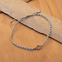 Gold-accented aquamarine pendant bracelet, 'Inner Heaven' - Handmade Aquamarine Pendant Bracelet with Golden Accents