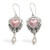 Multi-gemstone dangle earrings, 'Loyal and In Love' - Heart-Themed Cultured Pearls and Blue Topaz Dangle Earrings thumbail