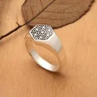 Sterling silver signet ring, 'Endless Unity' - Inspirational Endless Knot-Themed Signet Ring from Bali