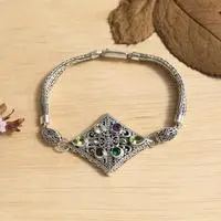 Gold-accented multi-gemstone pendant bracelet, 'Island Jewels' - 18k Gold-Accented 2-Carat Multi-Gemstone Pendant Bracelet