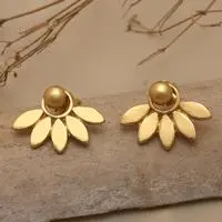 Gold-plated drop earrings, 'Morning Petals' - Spring-Trend Floral 18k Gold-Plated Ear Jacket Drop Earrings