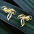 Gold-plated drop earrings, 'Ribbon of Belles' - Ribbon-Shaped Drop Earrings in an 18k Gold-Plated Finish (image 2) thumbail