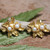 Gold-plated cultured pearl button earrings, 'Marine Foliage' - Leafy 18k Gold-Plated White Cultured Pearl Button Earrings (image 2c) thumbail