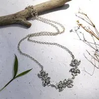 Sterling silver pendant necklace, 'Lotus & Luxury' - Floral Lotus-Themed Sterling Silver Pendant Link Necklace