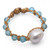 Cultured pearl and blue topaz beaded cocktail ring, 'Morning Ocean' - Blue Topaz Beaded Cocktail Ring with White Cultured Pearl (image 2c) thumbail