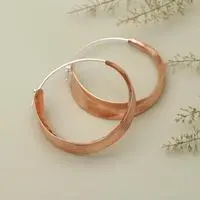 Rose gold-plated hoop earrings, 'Sweet Hula Hoop' - Hammered 18k Rose Gold-Plated Copper Hoop Earrings from Bali
