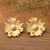 Gold-plated cultured pearl button earrings, 'Pearly Nature' - Whimsical Mushroom-Inspired Cultured Pearl Button Earrings (image 2) thumbail