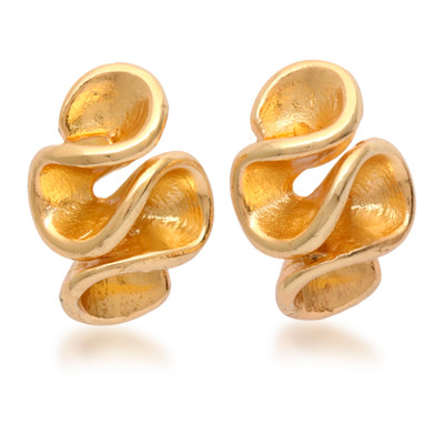 Gold-plated button earrings, 'Immortal Brushstrokes' - Whimsical High-Polished 18k Gold-Plated Button Earrings