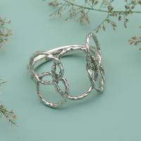 Sterling silver cocktail ring, 'Interlinked Bubbles' - Interlinked Circles-Themed Modern Silver Cocktail Ring