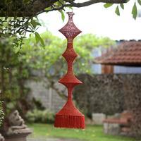 Cotton macrame decorative accent, 'Bohemian Terracotta' - Terracotta Cotton Macrame Decorative Accent and Hanging Lamp