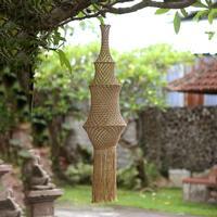 Natural fiber macrame decorative accent, 'Organic Touch' - Jute Macrame Indoor Decorative Accent and Hanging Lamp