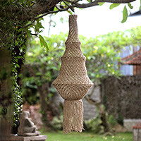 Natural fiber macrame decorative accent, 'Organic Splendor' - Lantern-Shaped Jute Macrame Indoor Decorative Accent