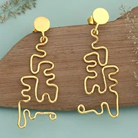 Gold-plated dangle earrings, 'Unexpected Glint' - Whimsical Semi-Abstract 18k Gold-Plated Dangle Earrings