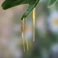 Gold-plated drop earrings, 'Modern Touch' - Minimalist Modern 18k Gold-Plated Drop Earrings from Bali