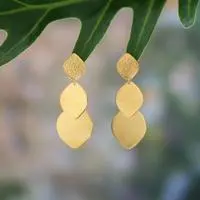 Gold-plated dangle earrings, 'Sophisticated Scales' - Scaled Textured 18k Gold-Plated Brass Dangle Earrings