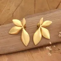 Gold-plated drop earrings, 'Summer of Petals' - High-Polished Spring-Themed 18k Gold-Plated Drop Earrings