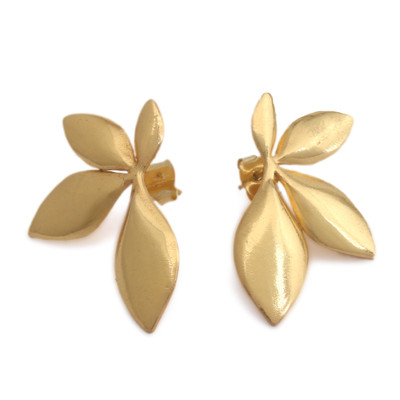 Gold-plated drop earrings, 'Summer of Petals' - High-Polished Spring-Themed 18k Gold-Plated Drop Earrings