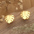 Gold-plated stud earrings, 'Little Forest' - Nature-Inspired Leaf-Shaped 18k Gold-Plated Stud Earrings (image 2) thumbail